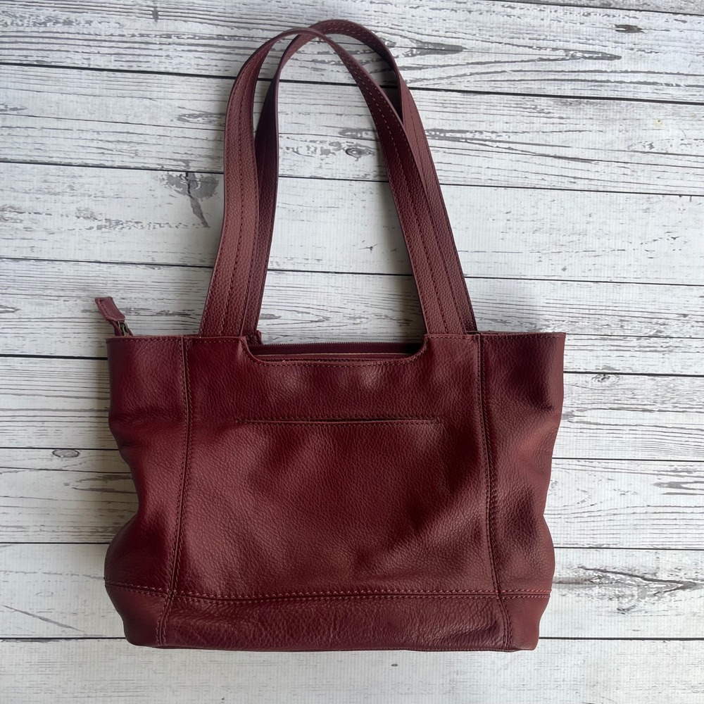 The Sak De Young Mahogany Burgundy Pebbled Leather Tote Shoulder Bag Chic Boho - Picture 3 of 11